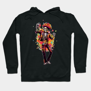 Colorful Day of the Dead Dia de Los Muertos Skeleton Dancing Hoodie